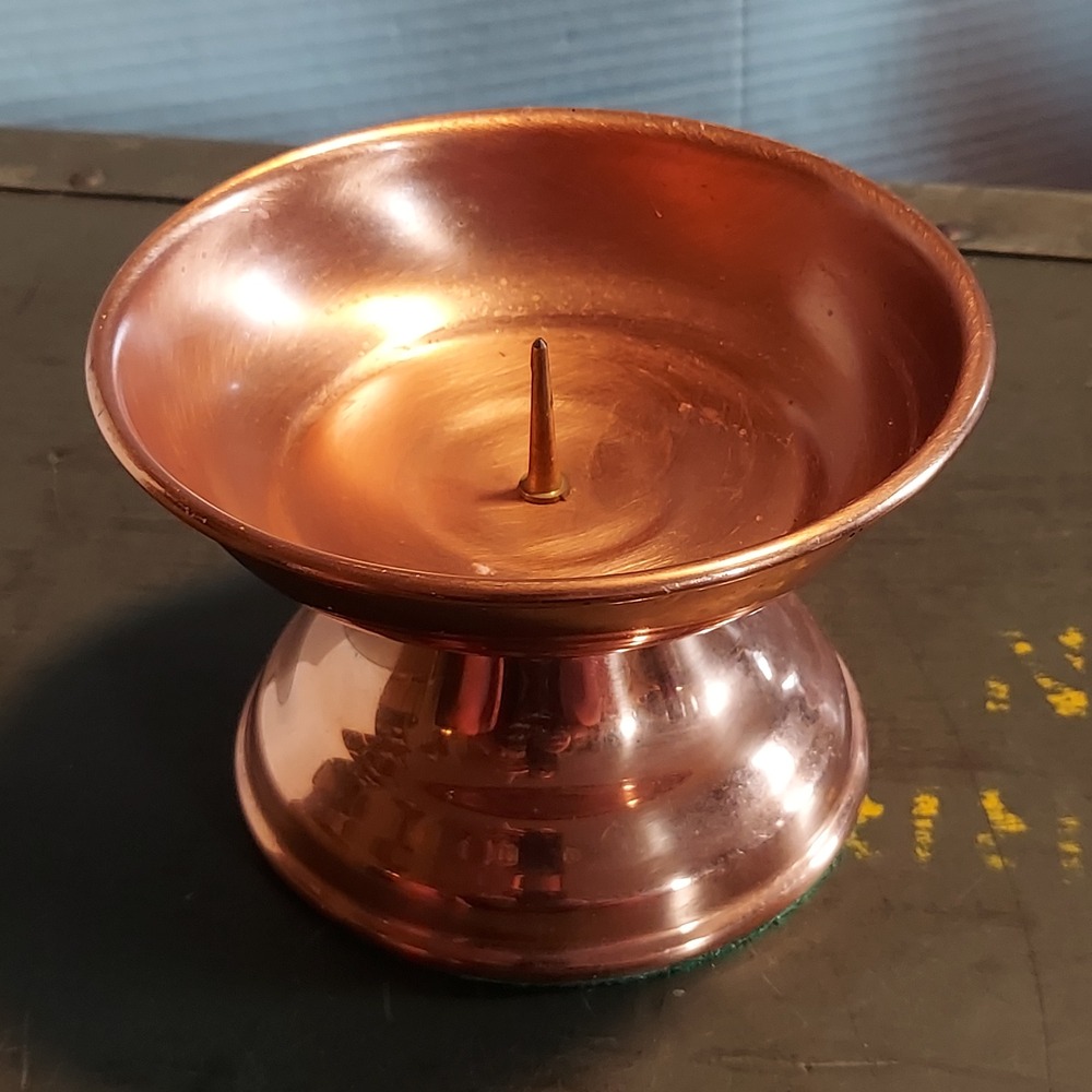 Coppercraft Guild Vintage Copper Pedestal Spike Candle Holder Taunton MA USA